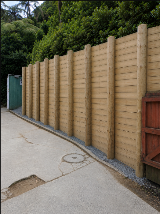Timber Pole Retaining Wall